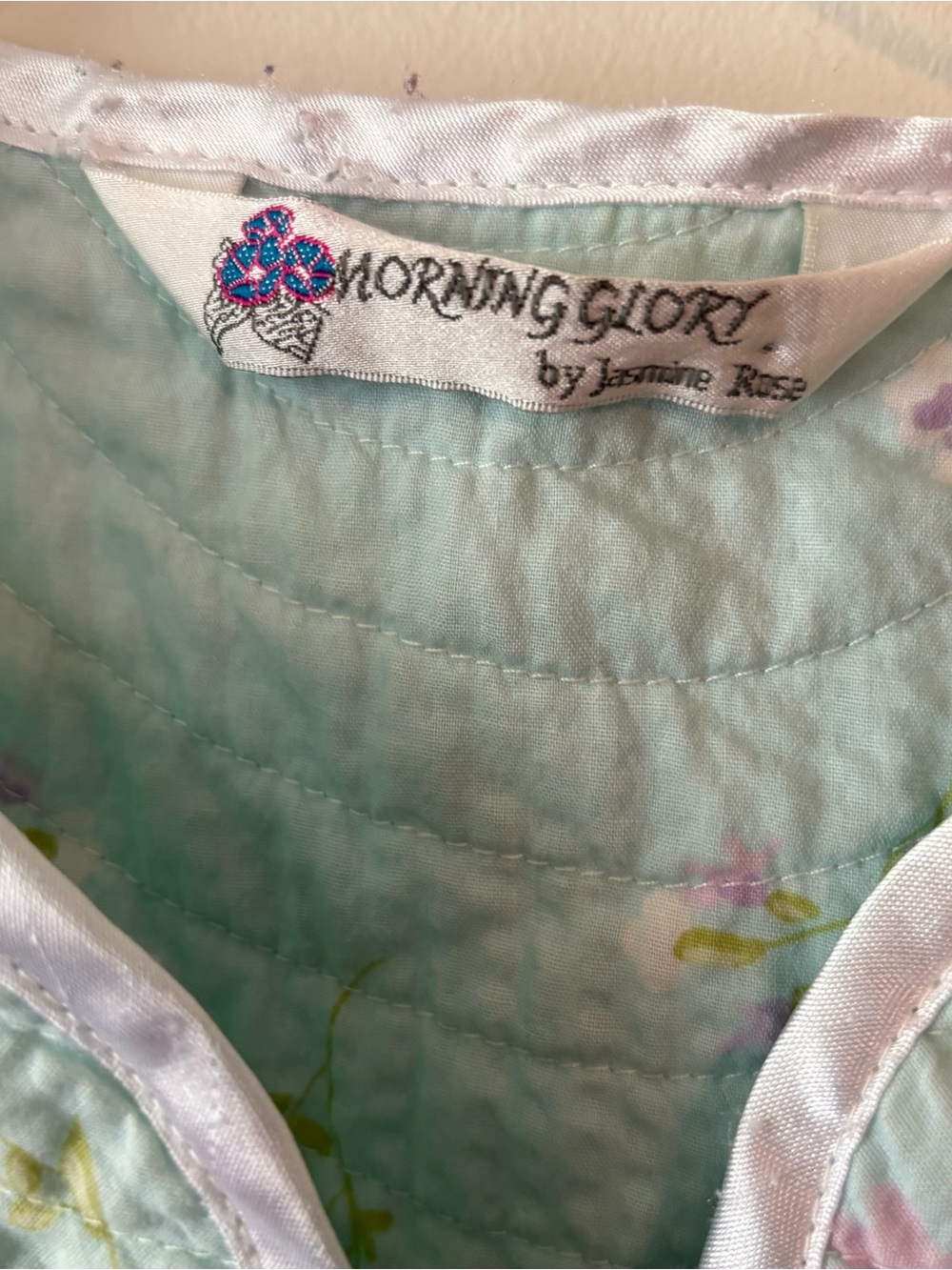 Vintage Morning Glory Mint Floral Button-Front House Coat - Picture 2 of 7